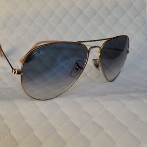 Ray-Ban Gold Frame Sunglasses with Blue Mirriored Gradient Lenses